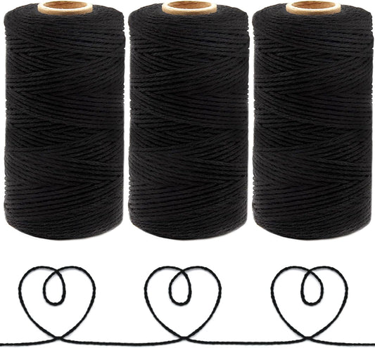 Anvin 984 Feet Cotton Jute Twine Pack - Natural, Black (Pack of 3, 10 Ply, 2mm Thick) for Bakers, Butchers, Arts & Crafts, Gardening-VerdiqueGarden