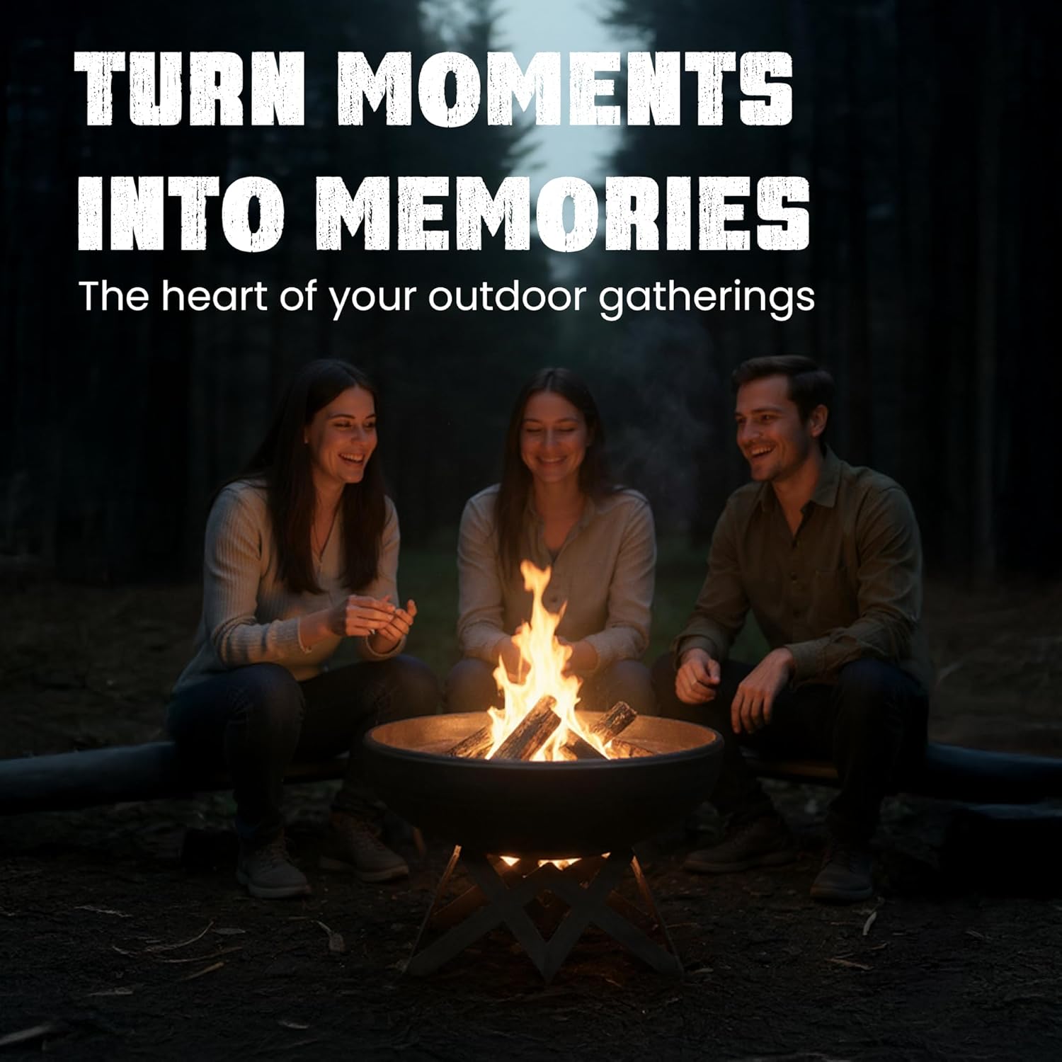 Ohio Flame - 30" Liberty Fire Pit with Angular Base (Made in USA) - Natural Steel Finish-VerdiqueGarden