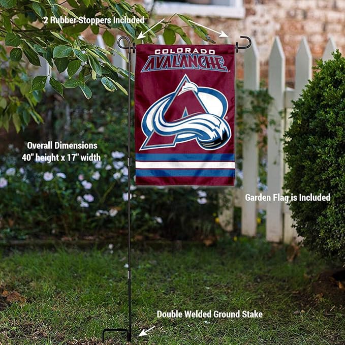 WinCraft Colorado Avalanche Garden Flag with Pole Stand Holder-VerdiqueGarden