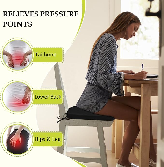 Chair Cushions for Dining Chairs, Indoor Chair Cushions with Ties，Waterproof Chair Pads Set of 6, Black, 17x16x2.5 Inch-VerdiqueGarden