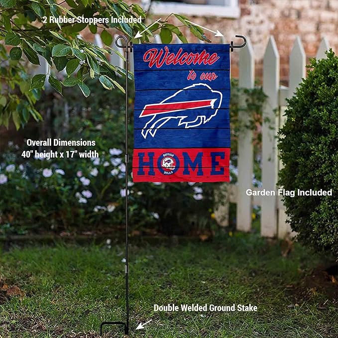 WinCraft Buffalo Bills Welcome to Our Home Garden Flag and Flagpole Mount-VerdiqueGarden