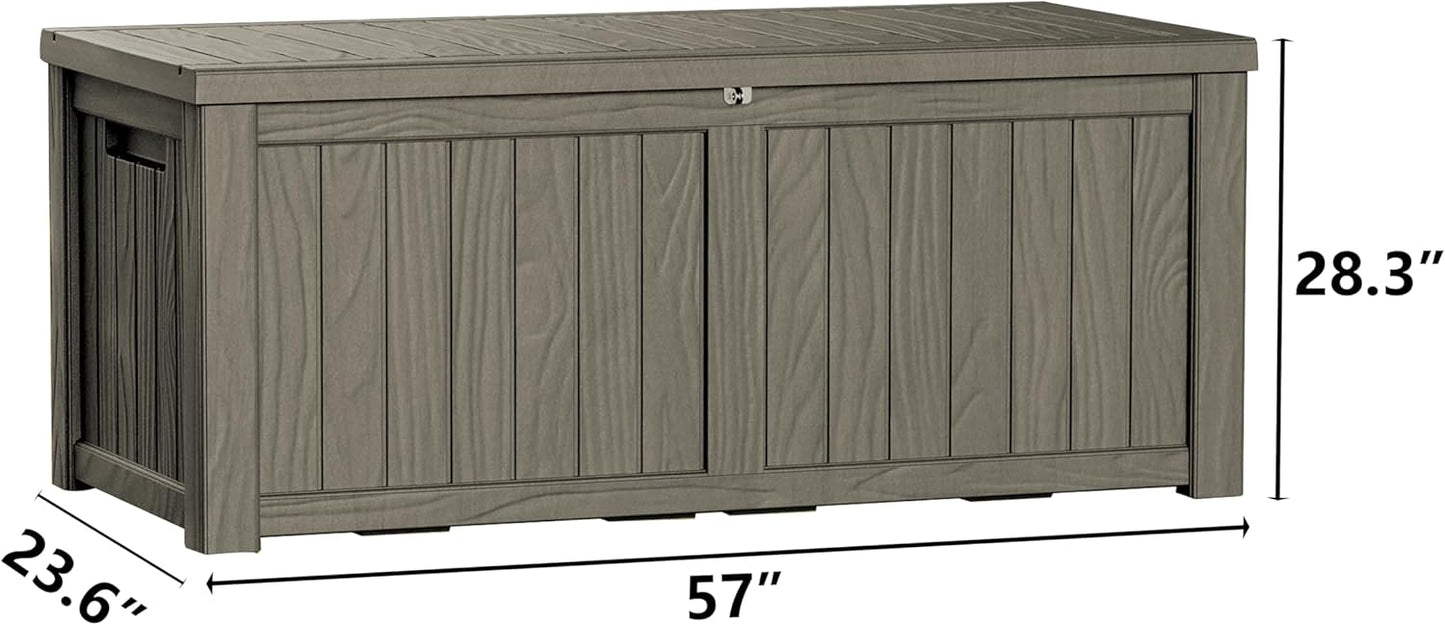 120 Gallon Double-Wall Resin Deck Box - Lockable Waterproof Outdoor Storage Box, 1000lbs Capacity & Doubles as Seating for Patio Furniture - Garden Tools, Pool Accessories (Brown)-VerdiqueGarden