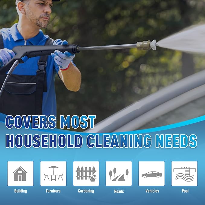 Pressure Washer with 4 Quick Connect Nozzles,Inlet Hose & Filter, Foam Cannon for Cars/Fences/Driveways Cleaning-VerdiqueGarden