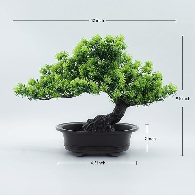Artificial Plants Greenery Bonsai, Room Decor Fake Bonsai Tree for Home Decor Indoor Bookshelf Office Desk Bathroom Farmhouse Decor, Tall 9.5"-VerdiqueGarden