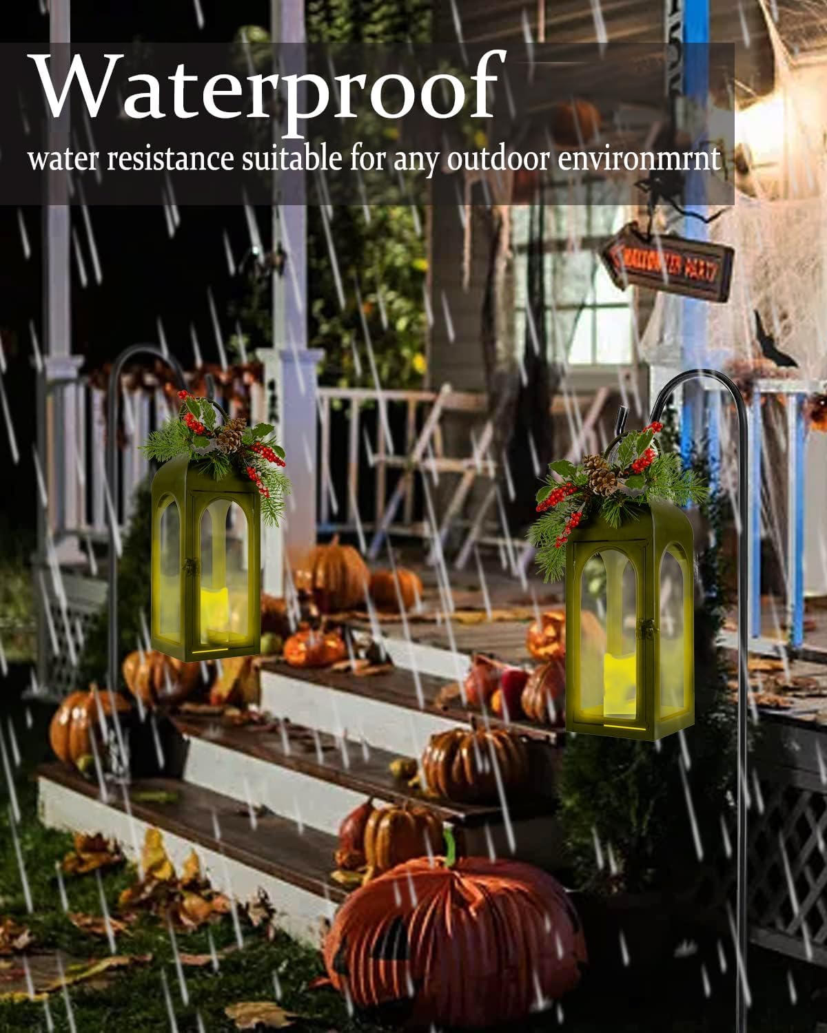 Bdor Lantern Decorative Candle Lantern 16 Inch Remote Vintage Decorations with Timer LED Metal Hanging Lantern for Home Outdoor Porch Decor Christmas Centerpieces for Tables-VerdiqueGarden