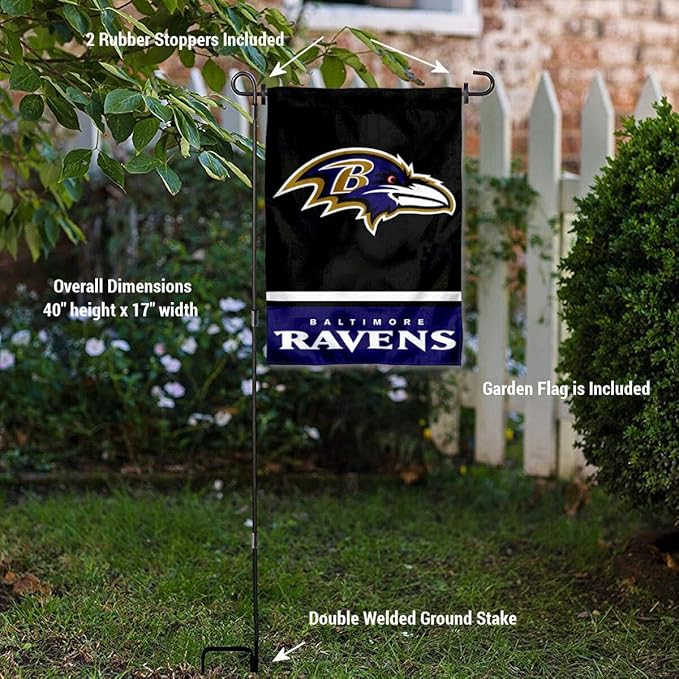 WinCraft Baltimore Ravens Garden Flag with Stand Holder-VerdiqueGarden