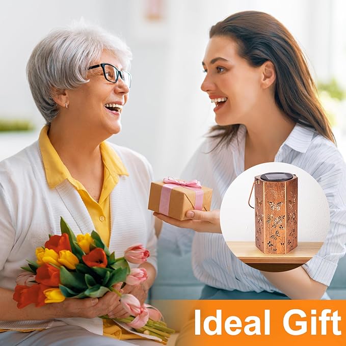 4 Pack Butterfly Solar Lanterns Outdoor Waterproof - Birthday Gifts for Women, Mom, Butterflies Solar Lights Outdoor Hanging Garden Decor for Outside, Patio, Outdoor, Yard, Lawn, Balcony-VerdiqueGarden