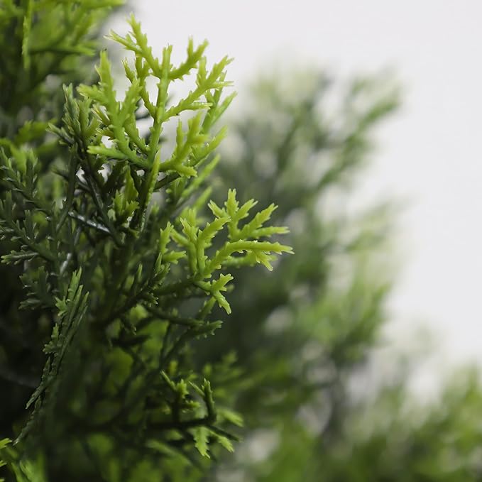 momoplant 31 Inch Tall Artificial Cedar Topiary Tree Set of 2 Faux Cypress Evergreen Potted Plants for Outdoor & Indoor Decor-VerdiqueGarden