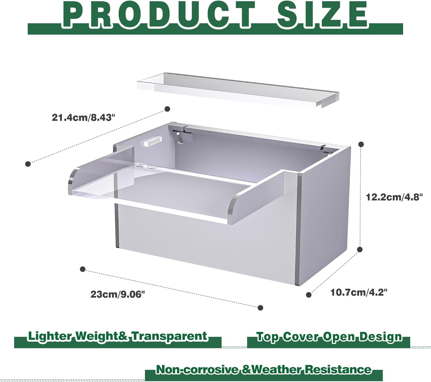 Waterfall Pool Fountain, LONGRUNNEW Transparent Acrylic Pool Waterfall Spillway, 9.06 Inches Pool Water Feature for Garden Patio, Backyard Koi Pond Decor-VerdiqueGarden