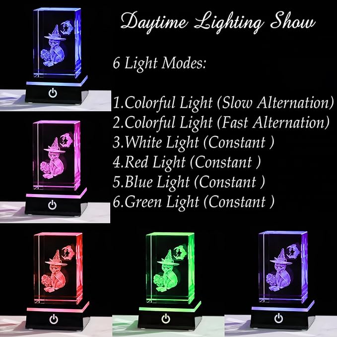 Qianwei 3D Crystal Gothic Black Cat - Baphomet Statue Halloween Cat Witch Figurines Occult Medieval Goth Satanic Home Desk Decor Witchy Gifts Horror Lilith Statue-VerdiqueGarden