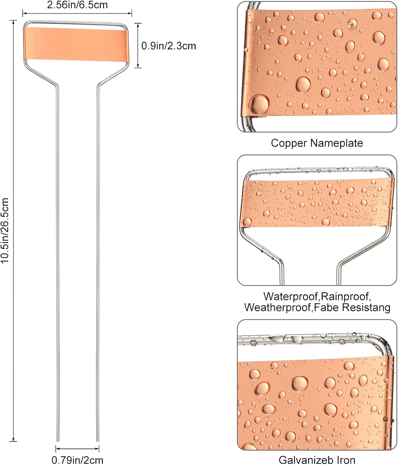 100 Pcs Metal Garden Plant Labels Weatherproof Banner Copper Plant Tags, Metal Copper Garden Markers, Reusable Height 10.5 Label Area 2.5'' x 7/8''-VerdiqueGarden