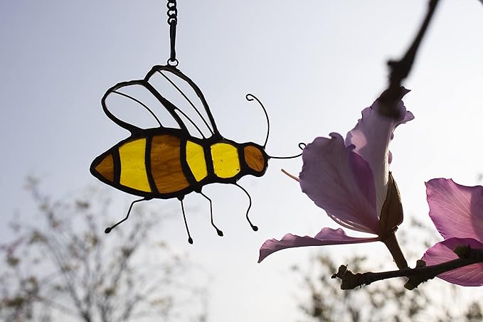 Bee Suncatcher Stained Glass Window Hangings Honey Bee Gifts for Women Gifts for Lover for Mom/Grandma Decorations Gifts/Birthday Gifts for Her-VerdiqueGarden