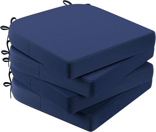 AAAAAcessories Outdoor Seat Cushions for Chairs, Waterproof, Fade-Resistant Patio Furniture Replacement Cushions, 17" x 16" x 2", Set of 4, Navy Blue-VerdiqueGarden