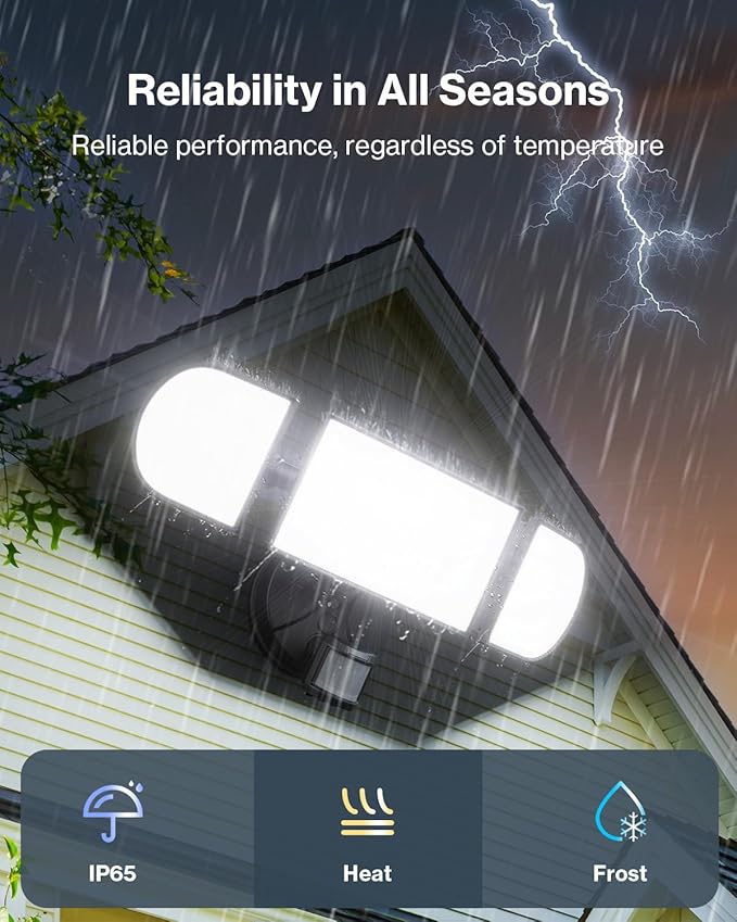 Olafus 180W Motion Sensor Outdoor Lights, 18000lm Dusk to Dawn LED Flood Lights Outdoor Wired, 6500K Daylight Motion Lights for Outside, IP65 Waterproof Exterior Security Light, Black-VerdiqueGarden