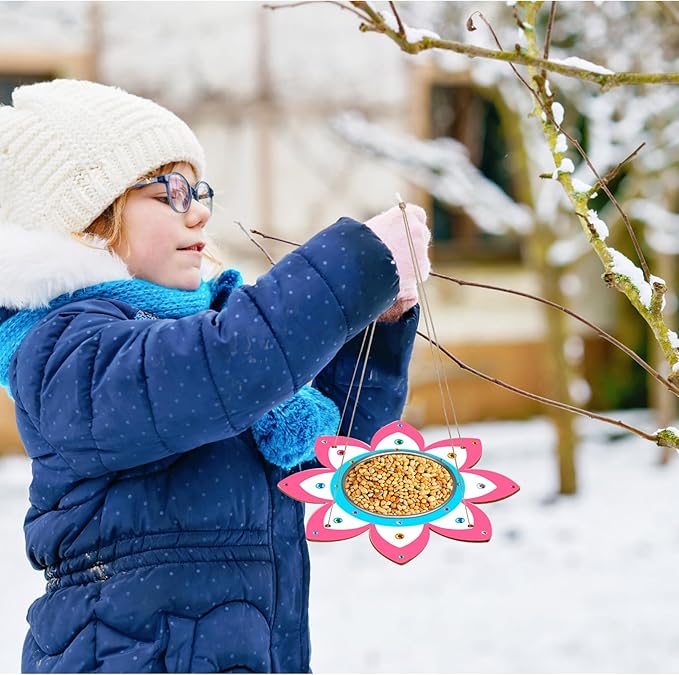 Fennoral 4 Pack Bird Feeder Kits for Kids Make Your Own Bird Feeders Wooden Art and Craft for Girls Boys Ornaments DIY to Paint Bird Feeders Craft for Spring Garden Outdoor Summer Activities Project-VerdiqueGarden