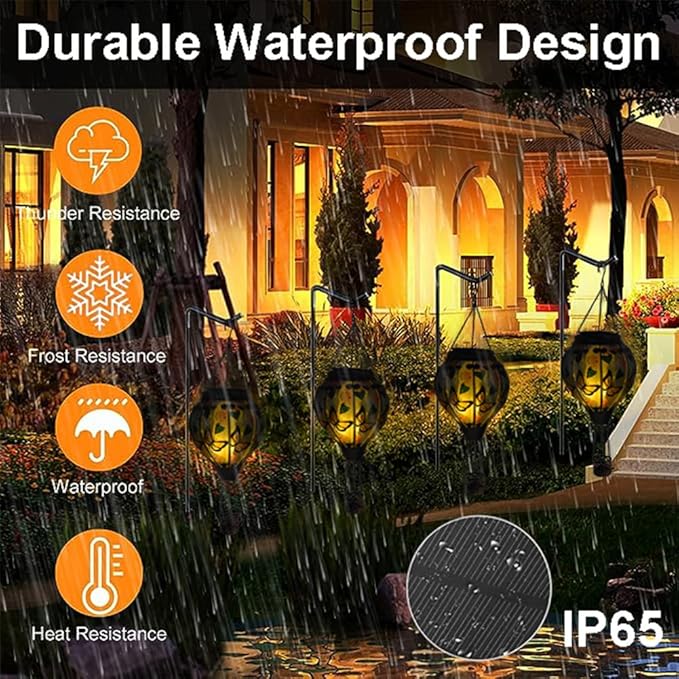 Hot Air Balloon Solar Lantern with Flickering Flame, Glass Hanging Garden Lights Outdoor Waterproof for Tree Yard Patio Mother's Day Gift, 18" H Butterfly-VerdiqueGarden