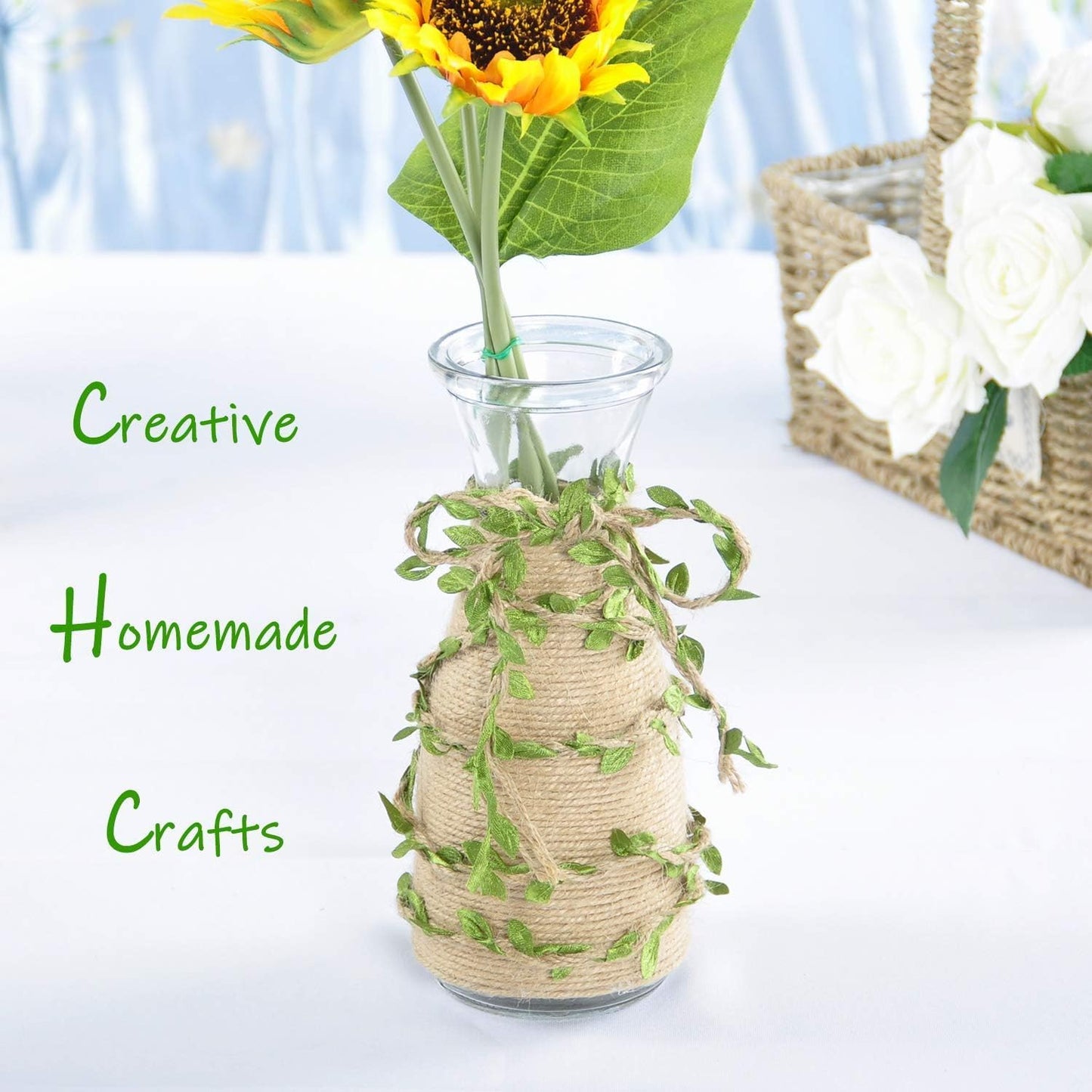 Naidiler 32 Ft Burlap Leaf Ribbon Twine for Crafts for Safari, Jungle, Fairy Party, Woodland Baby Shower, Enchanted Forest Decorations Vines Decor-VerdiqueGarden