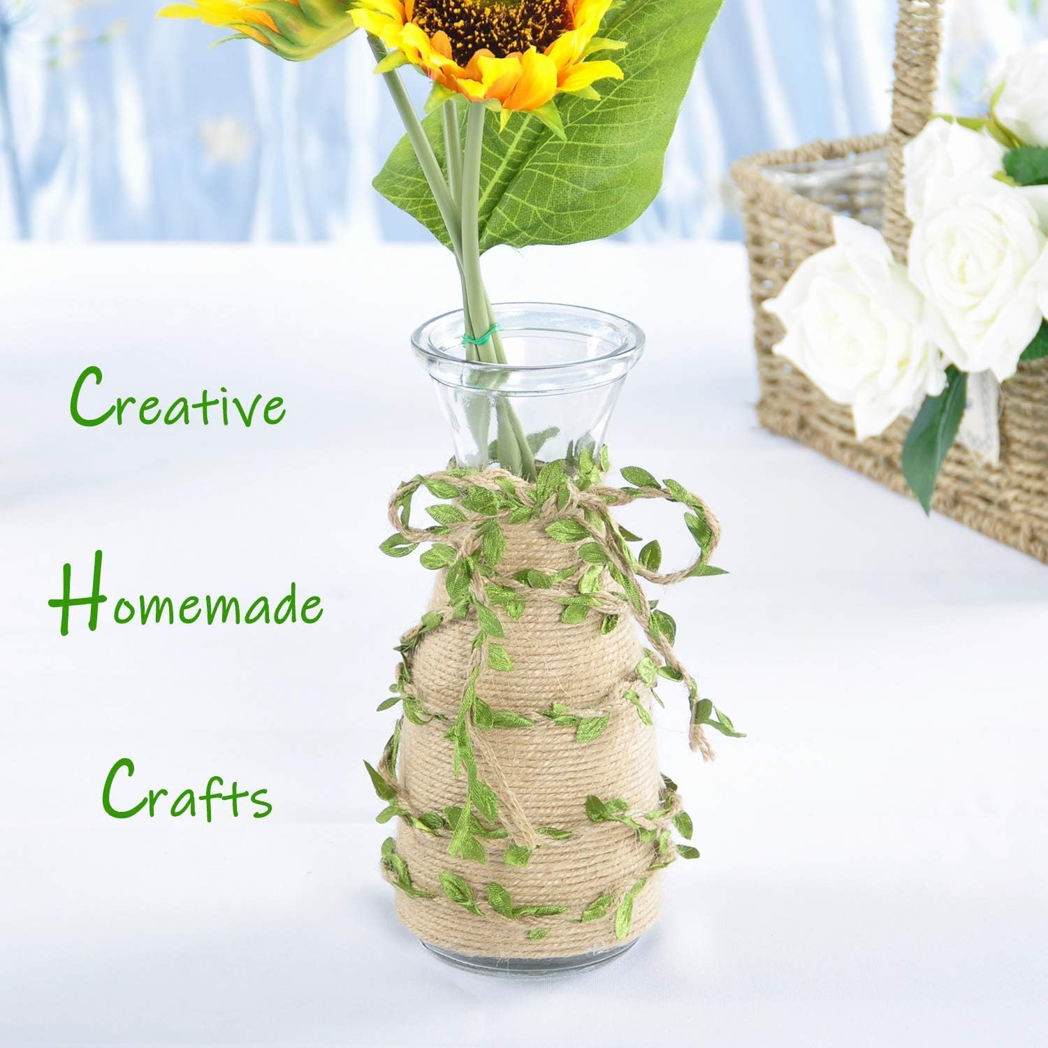 Naidiler 32 Ft Burlap Leaf Ribbon Twine for Crafts for Safari, Jungle, Fairy Party, Woodland Baby Shower, Enchanted Forest Decorations Vines Decor-VerdiqueGarden