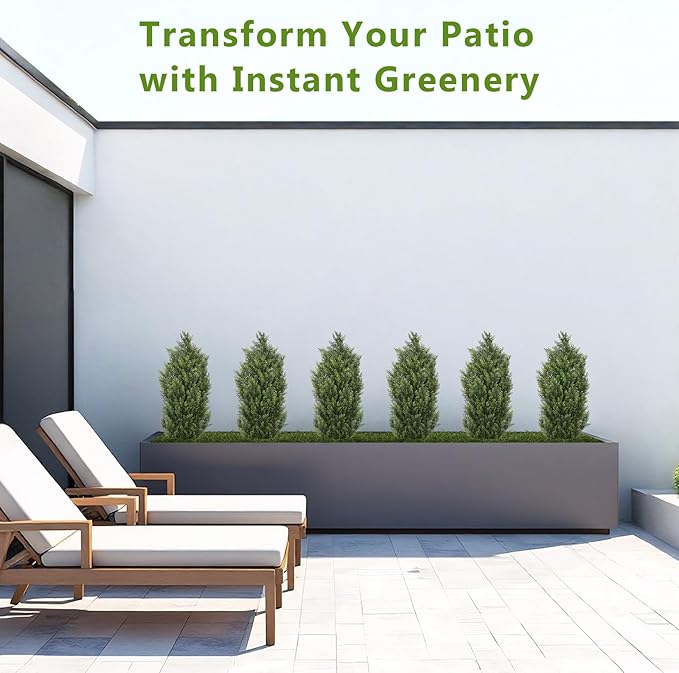 THE BLOOM TIMES 3ft Topiary Trees Artificial Outdoor 2 Pack – UV Resistant Faux Cedar Pine Cypress Bushes and Shrubs, Fake Potted Plants for Front Porch Outside Planter Patio Decor, Set of 2 (3 Foot)-VerdiqueGarden