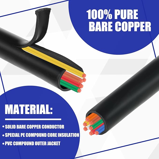 Hoolerry Solid Sprinkler System Wire 18 Gauge Irrigation Wire with UV Resistant PVC Jacket Sprinkler Cable for Underground Irrigation Field Central Control System 30v Ul Listed(18/5, 50 Ft)-VerdiqueGarden