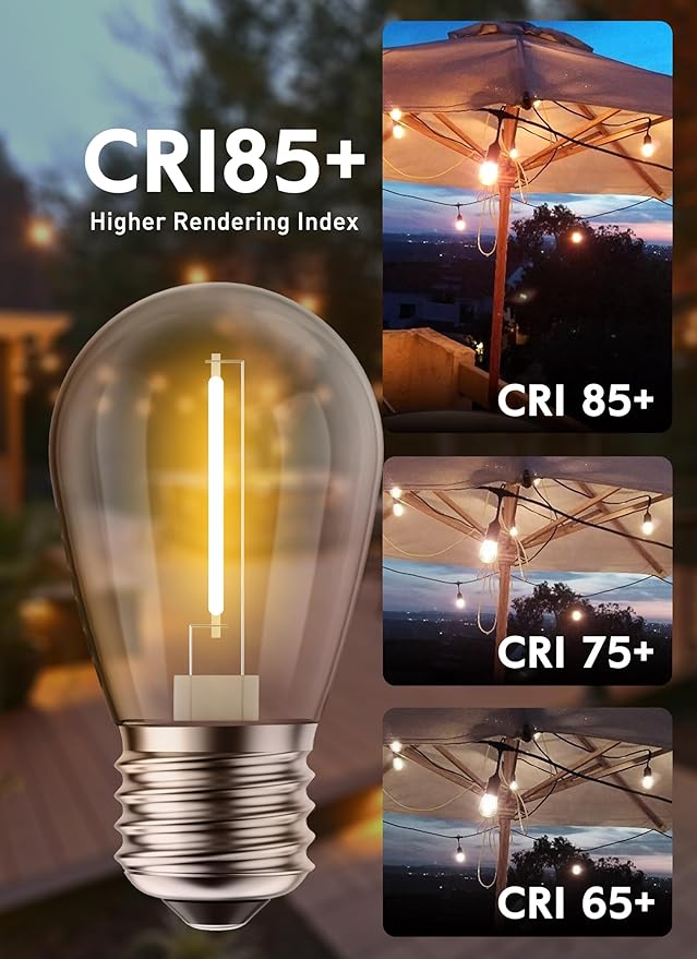 Moonflor S14 LED Light Bulbs 15 Pack 1W (Equivalent to 11 W) Shatterproof Replacement Bulbs with E26 Medium Base, Warm LED Bulbs for Outdoor Patio Garden Vintage String Lights-VerdiqueGarden