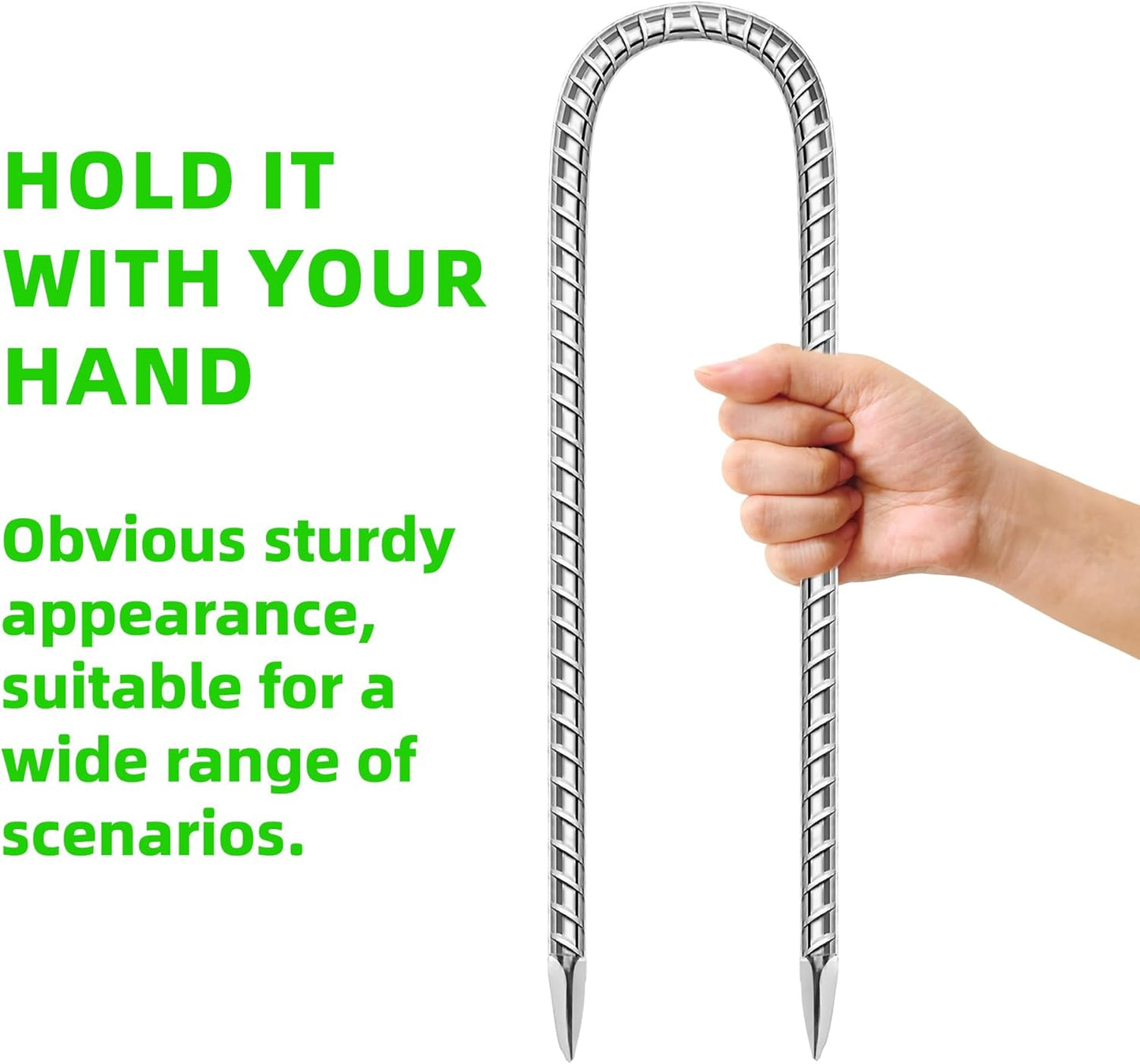 11 Pack Ground Garden Rebar Stakes Rebar 12 Inch Anti-Rust Galvanized Steel U Shape Hook Heavy Duty Ground Anchors for Tents, Position Kits,Fences, and Trampolines Landscape Fabric-VerdiqueGarden