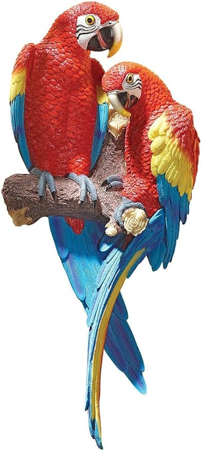 Design Toscano Tropical Scarlet Macaws Wall Sculpture, 22 Inch, Full Color-VerdiqueGarden