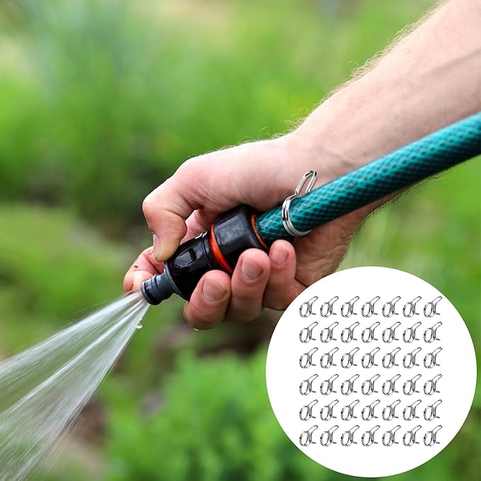 1/4 Tubing Clamp, 1/4"Double Wire Spring Hose Clamp, Irrigation Hose Clamp, Hose Tubing Clamps, 100 Double Line Hose Tube Spring Clamp, Irrigation Kit Connector Clamp, Metal Water Hose Clamps-VerdiqueGarden