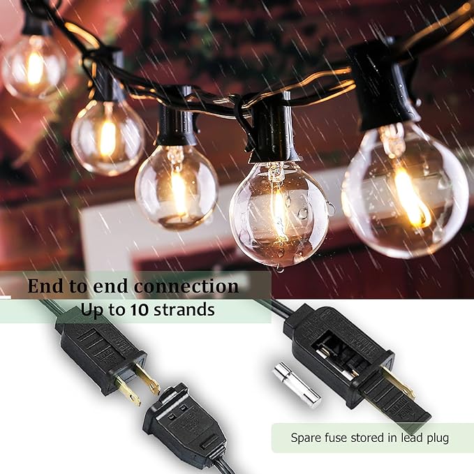 Outdoor String Lights 300FT Waterproof Globe String Lights with 150+4 Shatterproof G40 LED Bulbs,Dimmable Connectable Patio Lights String for Hanging Bistro Backyard Gazebo,2-Pack x 150 FT-VerdiqueGarden
