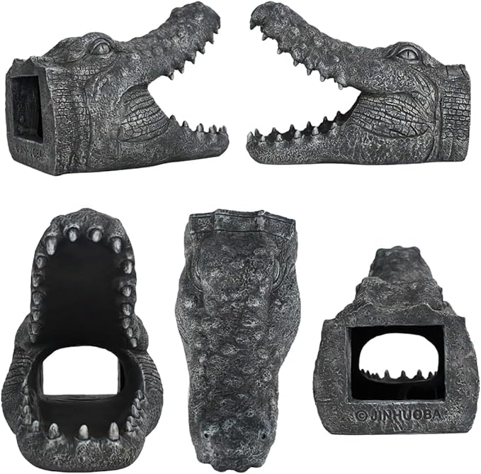 Alligator Downspout- Gutter Downspout Decorative-Funny Garden Decoration - Outdoor Splash Block Waterproof Resin Ornament for Lawn- 2""×3"" Downspout Extender Diverter, Gray-VerdiqueGarden