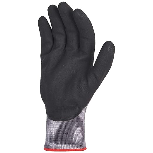 Amazon Basics Micro-Foam Nitrile Coated Work Gloves, Nylon Liner Fiber, Touch Screen, Grey, Size 9/L, 12 Pairs-VerdiqueGarden