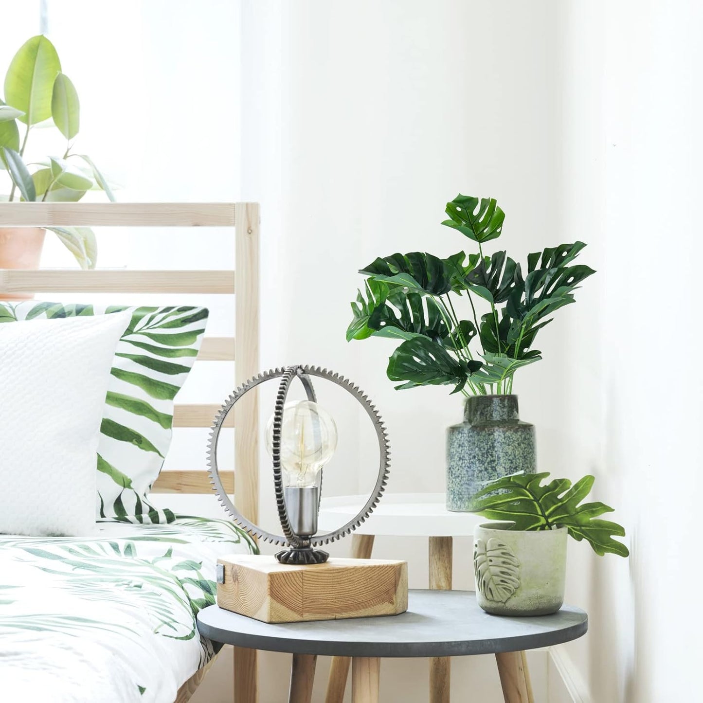 RECUTMS Artificial Palm Tree Leave Plants Faux Large Tropical Monstera Turtle Leaf Indoor Outdoor UV Resistant Fake Plant Greenery Hawaiian Luau Jungle Beach Party Home Garden Spring Summer Decoration-VerdiqueGarden