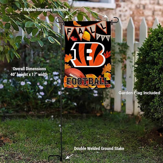 WinCraft Bengals Fall Seasonal Garden Flag and Flagpole Mount-VerdiqueGarden