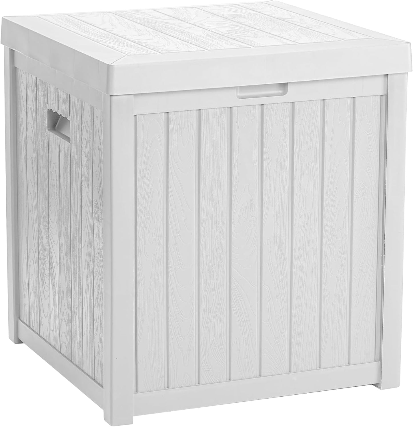 Deck Box, 51 Gallon Front Porch Package Bin Delivery Box for Outside, Small Patio Outdoor Storage Boxes Waterproof, UV Resistant Plastic Resin Pool Storage Bins with lids, White-VerdiqueGarden