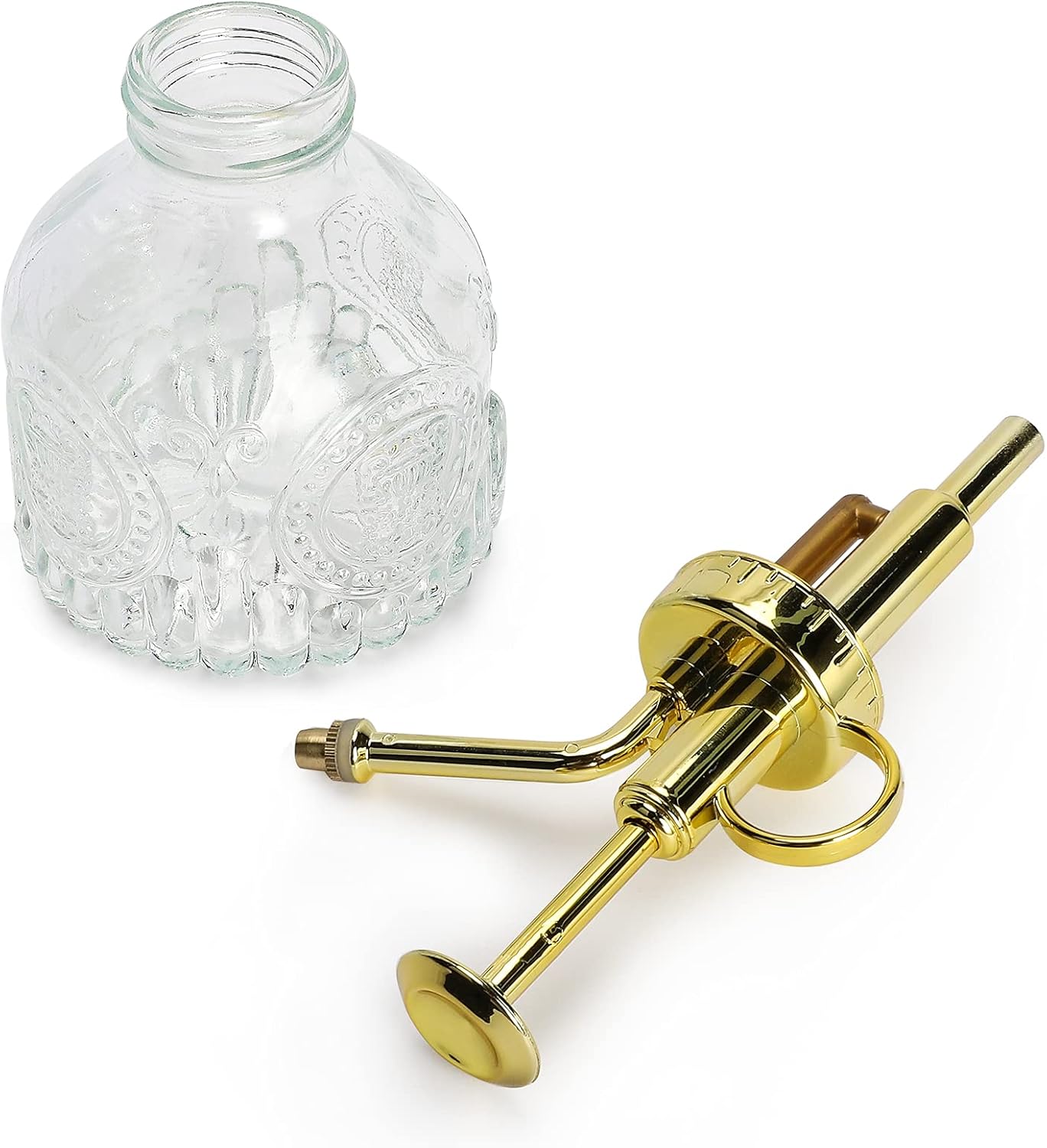Glass Plant Mister Spray Bottle, Vintage Succulent Water Sprayer with Golden Top Pump, Small Sprayer Mister for Indoor Outdoor House Plants - Clear-VerdiqueGarden