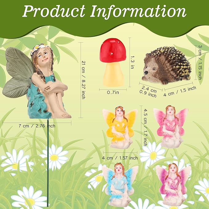 Roowest 16 Pcs Garden Accessories Miniatures Fairies Kit Resin Hedgehogs Cute Tiny Mushroom Miniature Figurines Mini Garden Lawn Yard Micro Landscape Ornaments for Home Decorations Outside-VerdiqueGarden