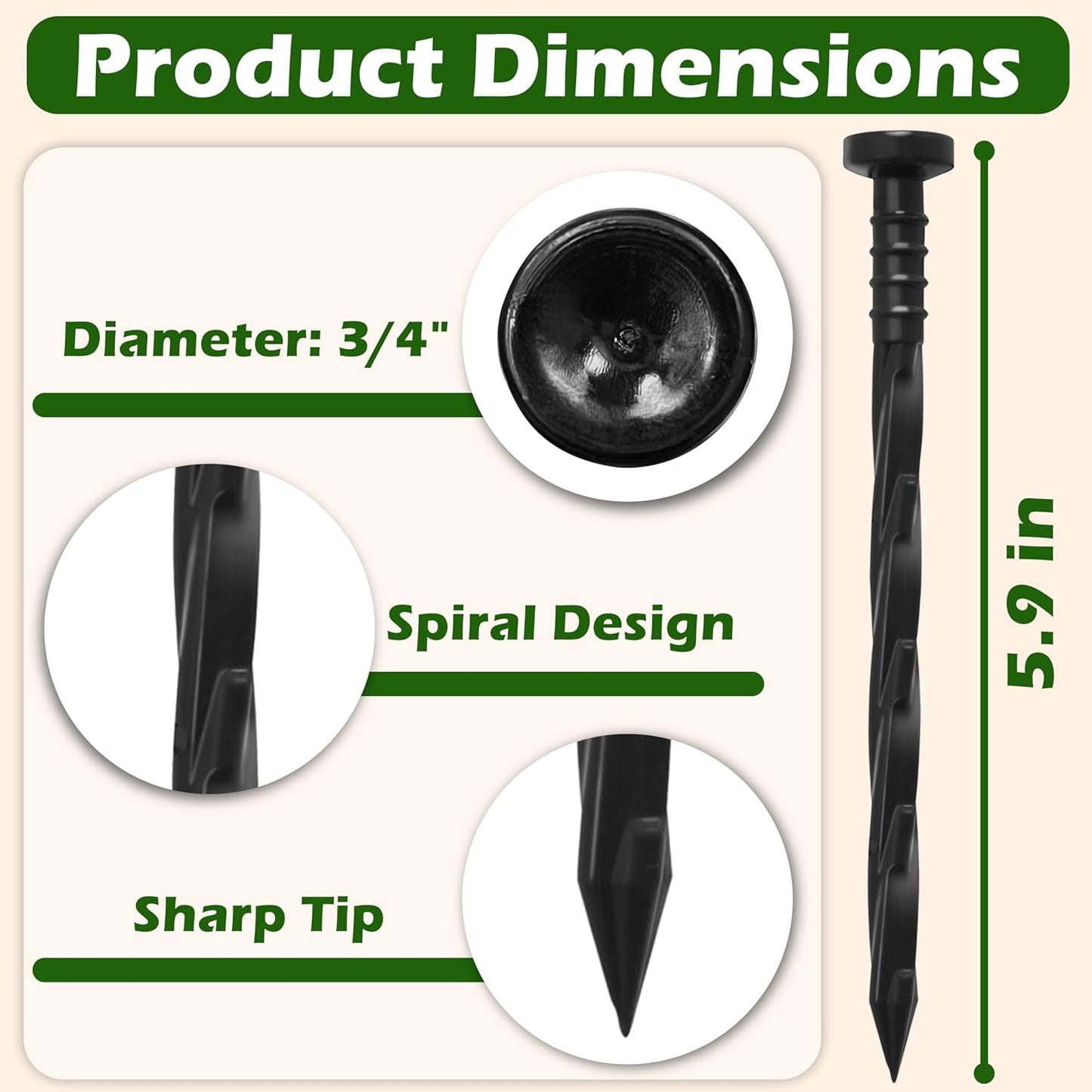 Gardzen 100 pcs Landscape Edging Anchoring Spikes, 6 inches Yard Lawn Paver Edging Stakes for Weed Barrier, Garden Fence, Artificial Turf-VerdiqueGarden