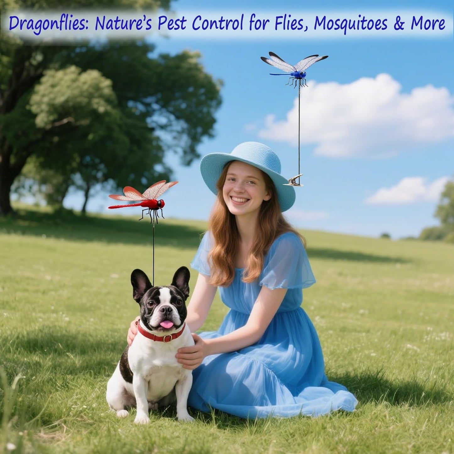 Dragonfly Clip on Hat, Dragonfly Garden Décor, 3D Fake Dragonflies The Deer or Horse Fly Nature Enemy to Scare Garden Fly for Indoor Outdoor (8Pcs-Colorful)-VerdiqueGarden