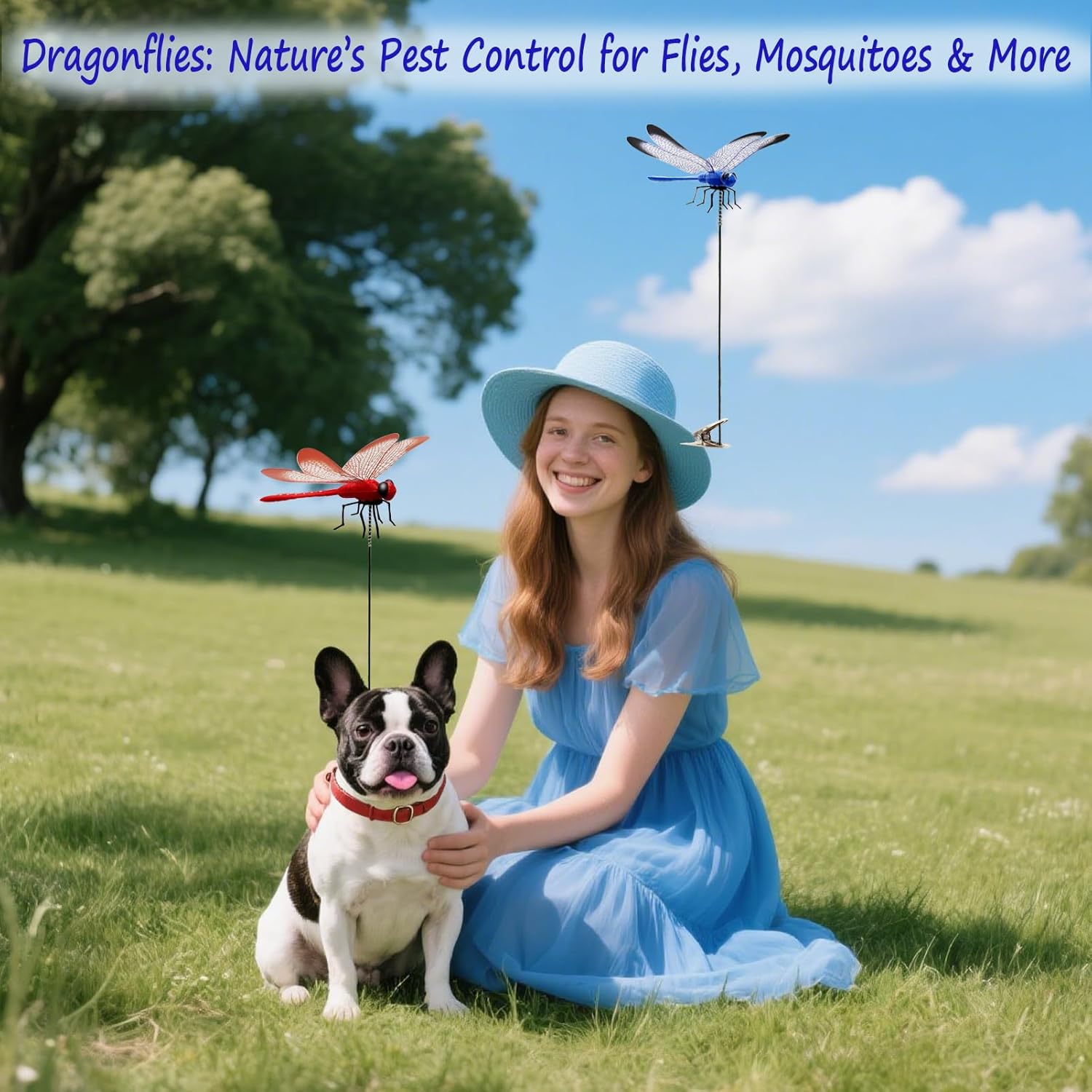 Dragonfly Clip on Hat, Dragonfly Garden Décor, 3D Fake Dragonflies The Deer or Horse Fly Nature Enemy to Scare Garden Fly for Indoor Outdoor (8Pcs-Colorful)-VerdiqueGarden