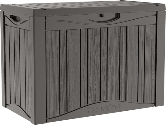45 Gallon Double-Wall Resin Deck Box - Lockable Waterproof Outdoor Storage Box, 515bs Capacity & Doubles as Seating for Patio Furniture - Garden Tools, Pool Accessories (Brown)-VerdiqueGarden