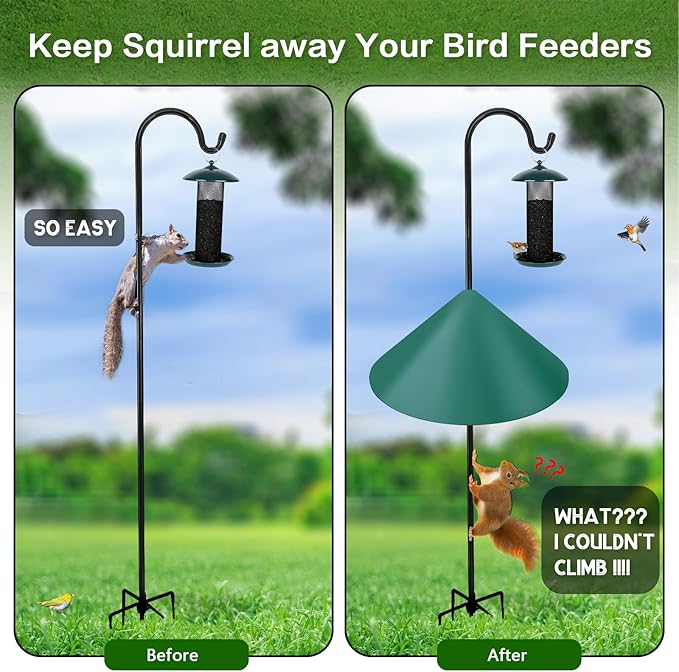 Gtongoko 19 Inch Squirrel Baffle for Bird Feeder Pole Squirrel Guards for Shepherds Hook Stopper for Bird Feeders Green 1 Pack-VerdiqueGarden
