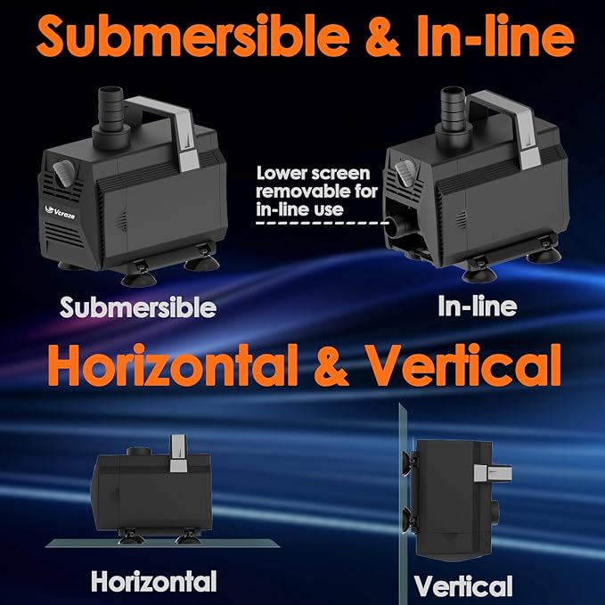 Submersible Water Pump 600GPH/35W Fountain Pumps with Flow Control, Pond Pump Submersible Outdoor with 10ft 3-Core Power cable for Hydroponics, Aquarium, Waterfall, Statuary, Water feature-VerdiqueGarden
