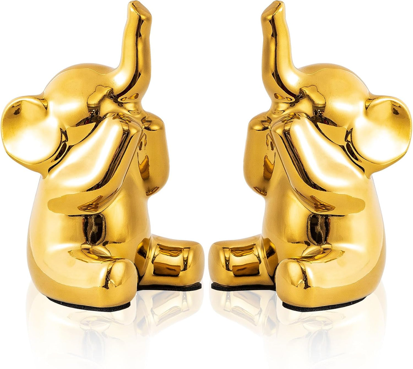 Loving Pair of Small Gold Elephant Statues Gold Home Decor Modern Boho Style Figurine Decorative Ornaments for Living Room, Bedroom, Office Desktop, Cabinets, Shelf-VerdiqueGarden