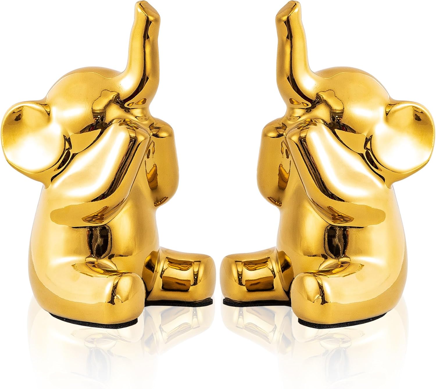 Loving Pair of Small Gold Elephant Statues Gold Home Decor Modern Boho Style Figurine Decorative Ornaments for Living Room, Bedroom, Office Desktop, Cabinets, Shelf-VerdiqueGarden
