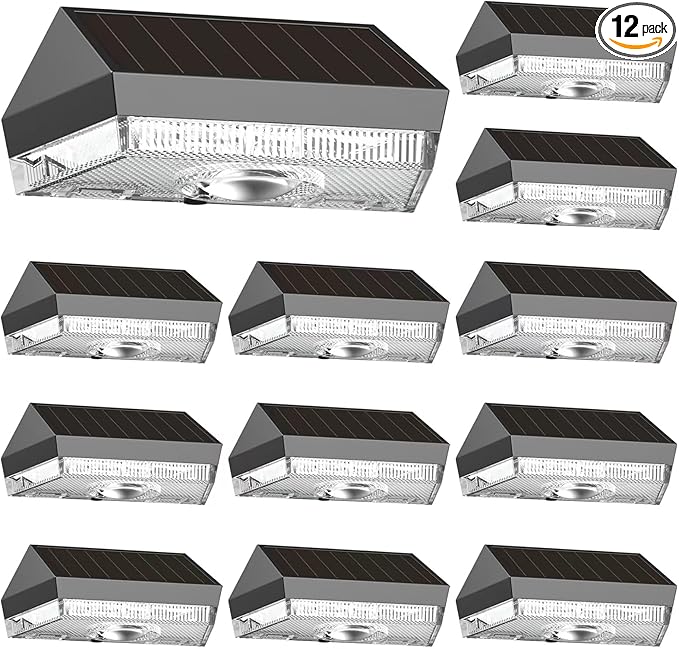 HENRE Solar Fence Lights Outdoor - 9 Color Modes & Cyclical Gradient, IP44 Waterproof Solar Outdoor Light, Auto On/Off, Fence Lights Solar Powered for Garden, Pathway, Yard Decor (12-Pack)-VerdiqueGarden
