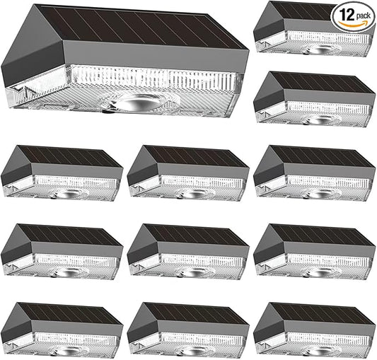HENRE Solar Fence Lights Outdoor - 9 Color Modes & Cyclical Gradient, IP44 Waterproof Solar Outdoor Light, Auto On/Off, Fence Lights Solar Powered for Garden, Pathway, Yard Decor (12-Pack)-VerdiqueGarden