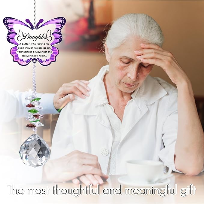 Sympathy Gifts for Loss of Daughter, Daughter Memorial Crystal Suncatcher Butterfly Rainbow Maker, Memorial Gifts for Loss of Daughter, in Memory of Daughter, Bereavement Gifts for Loss of Daughter-VerdiqueGarden