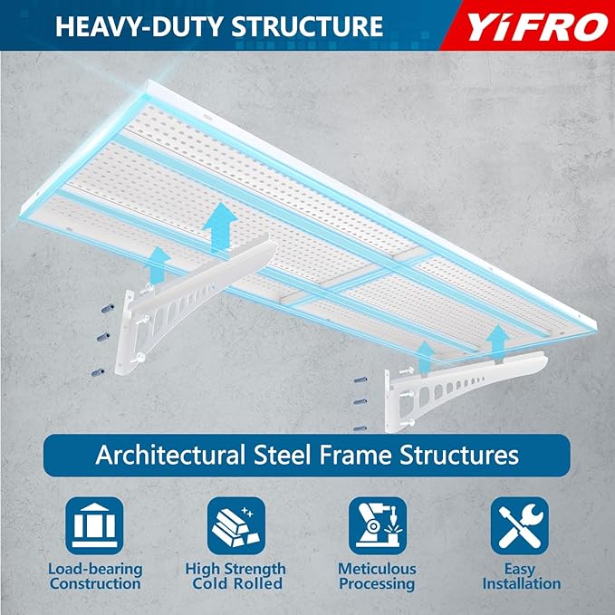 4-Pack 1.5x4ft Heavy Duty Garage Wall Shelving, 1000 lbs Load Capacity, Garage Storage Rack with Hooks, White-VerdiqueGarden