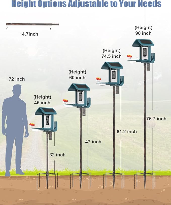 Bird Feeder Pole Stand – 90 Inch Height Feeding Station with 1-Inch Dia Heavy Duty for Hanging Feeders, Bird House Pole Mount Kit for Outdoor, Slip-Fit Connection，Copper Brushed-VerdiqueGarden