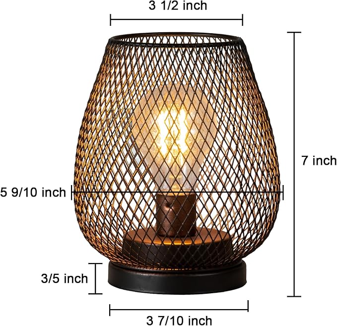 DECORKEY Set of 2 Rechargeable LED Table Lantern, Brown Metal Cage Cordless Lamps with LED Bulb，Vintage Decorative Outdoor Lantern for Weddings, Parties, Patio, Events for Indoors Shelf Decor-VerdiqueGarden